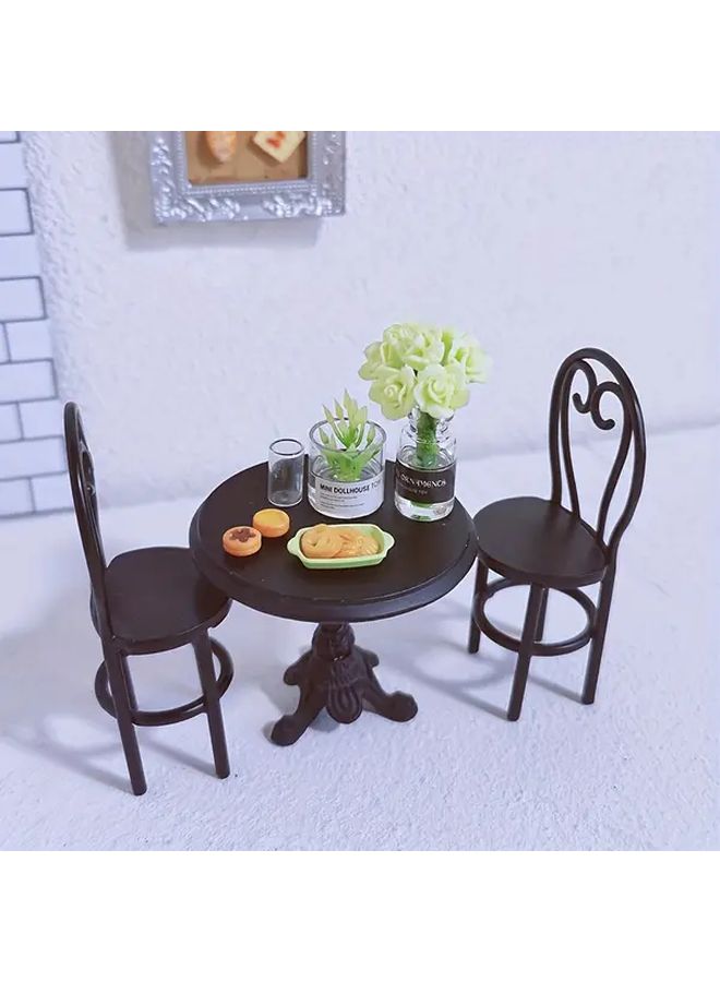 White Miniature Table Chair Set 3 Piece Dollhouse Furniture for 1 12 Scale DIY - Image 5