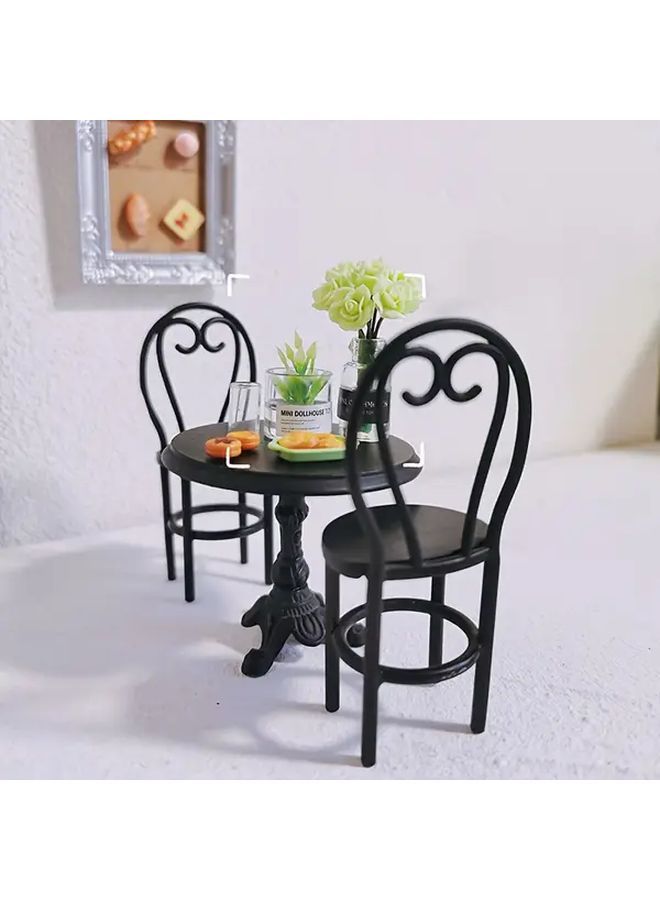 White Miniature Table Chair Set 3 Piece Dollhouse Furniture for 1 12 Scale DIY - Image 3
