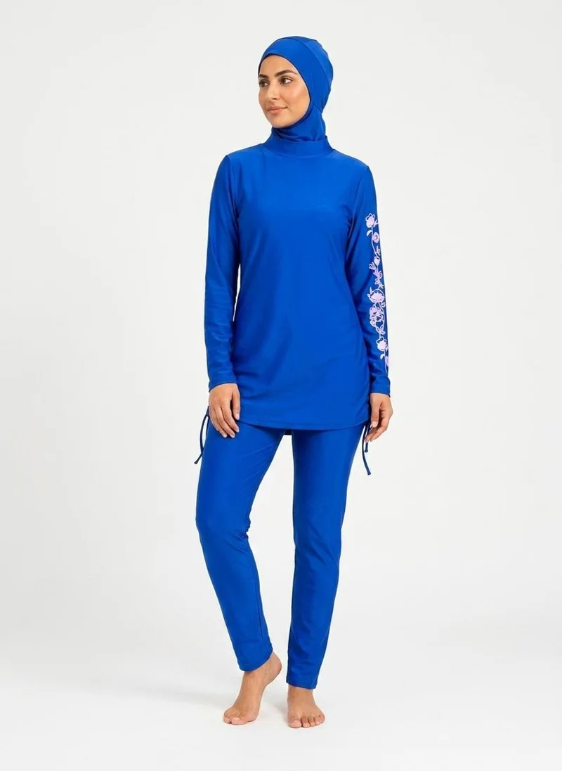 Women's Swimming Burkini Set - Top, Bottom and Hijab/cap Blue