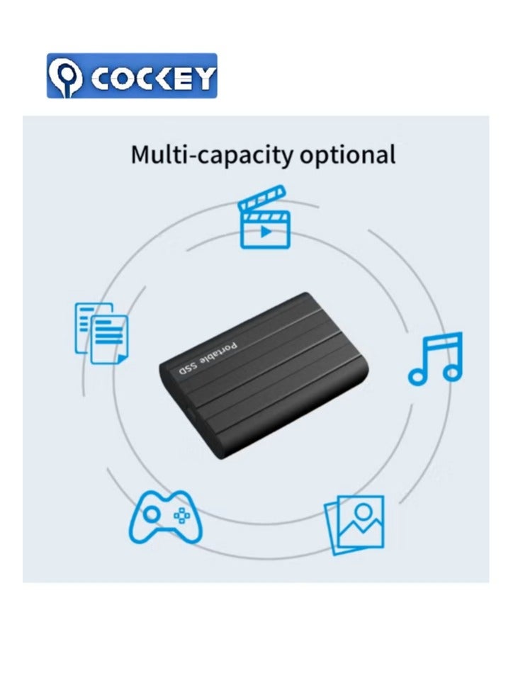 كوكي محرك أقراص خارجي محمول سعة 2 تيرابايت نقل بيانات عالي السرعة بسعة 200 جيجابايت محرك أقراص احتياطي يدعم تخزين ونقل البيانات محرك أقراص خارجي محمول صغير للحالة الصلبة للكمبيوتر الشخصي/المحمول/الهاتف المحمول، إلخ (طراز أسود) - Image 2