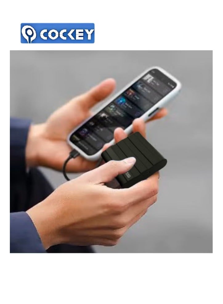 كوكي محرك أقراص خارجي محمول سعة 2 تيرابايت نقل بيانات عالي السرعة بسعة 200 جيجابايت محرك أقراص احتياطي يدعم تخزين ونقل البيانات محرك أقراص خارجي محمول صغير للحالة الصلبة للكمبيوتر الشخصي/المحمول/الهاتف المحمول، إلخ (طراز أسود) - Image 3