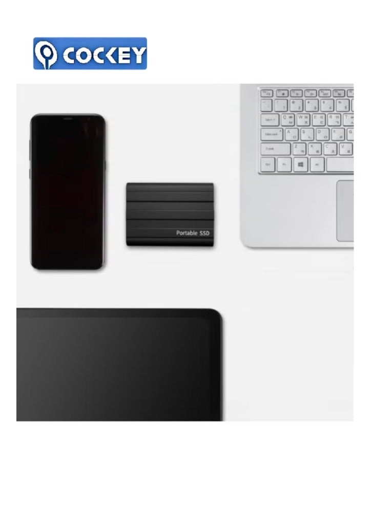 كوكي محرك أقراص خارجي محمول سعة 2 تيرابايت نقل بيانات عالي السرعة بسعة 200 جيجابايت محرك أقراص احتياطي يدعم تخزين ونقل البيانات محرك أقراص خارجي محمول صغير للحالة الصلبة للكمبيوتر الشخصي/المحمول/الهاتف المحمول، إلخ (طراز أسود) - Image 5