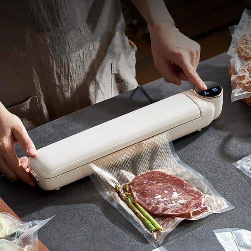 FLOMERO 2 in1 Electric Vacuum Sealer for Food Storage Home Automatic Packing Sealing Machine Household Kitchen Fresh Keeping food sealer Dry Moist Air sealing system with 5 food Bags - Image 1