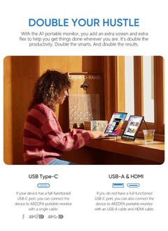 Generic Portable Monitor 15.6'' FHD 1080P - Ultra-Slim Portable Laptop Monitor with Kickstand - IPS Display for PC, MAC, Phone, Xbox, PS5 - USB C & HDMI Connectivity - A1  - Image 2
