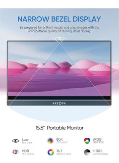 Generic Portable Monitor 15.6'' FHD 1080P - Ultra-Slim Portable Laptop Monitor with Kickstand - IPS Display for PC, MAC, Phone, Xbox, PS5 - USB C & HDMI Connectivity - A1  - Image 5
