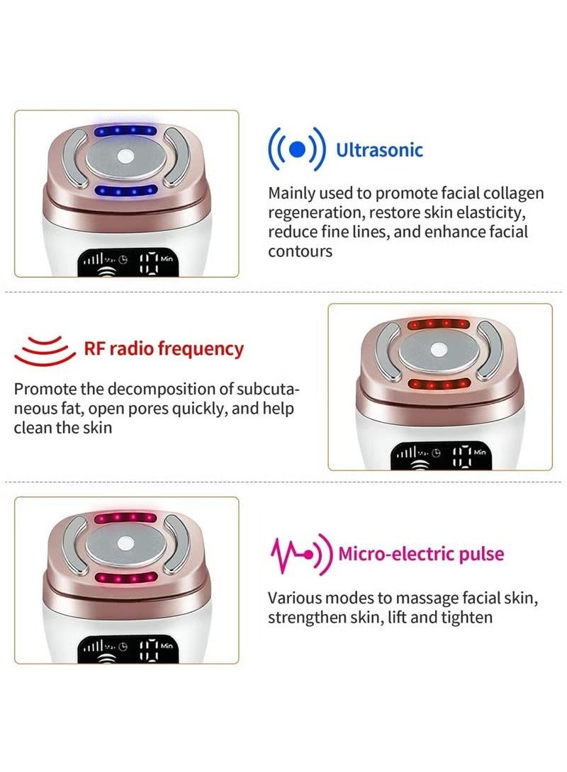 XiuWoo Ultrasonic RF Face Beauty Device, Neck Face Red Light Therapy Massager Facial Lifting Device, with 5 Speeds 3 Modes, Anti-Aging Skincare Tool for Winkle Removal Personal Care Beauty Device - Image 3