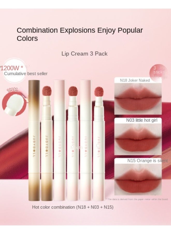 【أحمر الشفاه】مجموعة كريم الشفاه المخملي 3 قطع - مطفأ، طويل الأمد، مقاوم للبهتان، مرطب، مقاوم للماء، لا ينتقل، مضيء - Image 1