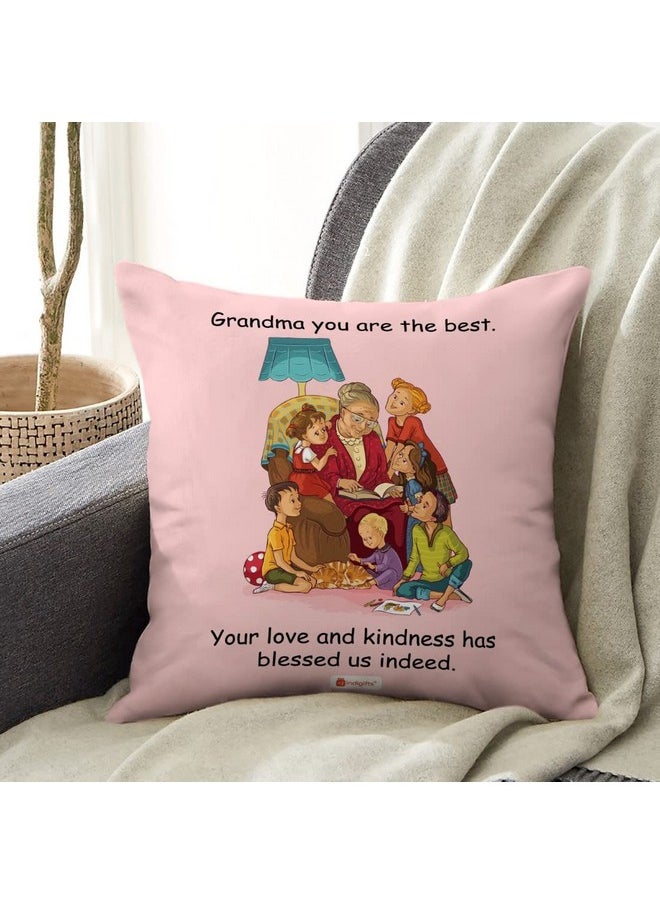 Indigifts Indigifts Cushion Cover 12x12 with Filler|Grandma Printed Square Pillow|Soft Fiber & Vibrant Design|Gift for Grandmother, Dadi, Maa (Multi)  - Image 2