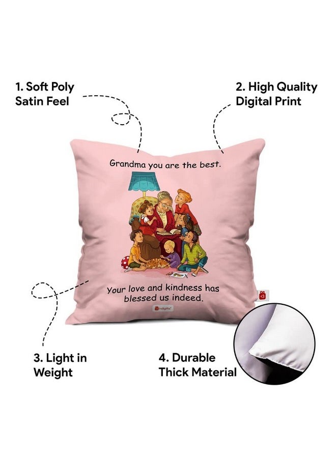 Indigifts Indigifts Cushion Cover 12x12 with Filler|Grandma Printed Square Pillow|Soft Fiber & Vibrant Design|Gift for Grandmother, Dadi, Maa (Multi)  - Image 3