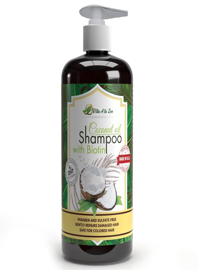 Vita A to Zee Coconut Oil Shampoo with Biotin, Aloe Vera (16.9 Fl Oz) - Hair Regrowth Shampoo for Dry, Frizzy or Coarse Hair - Moisturizing, Hydrating, Flyaway Taming & Anti Frizz Hair & Scalp Care - Image 1