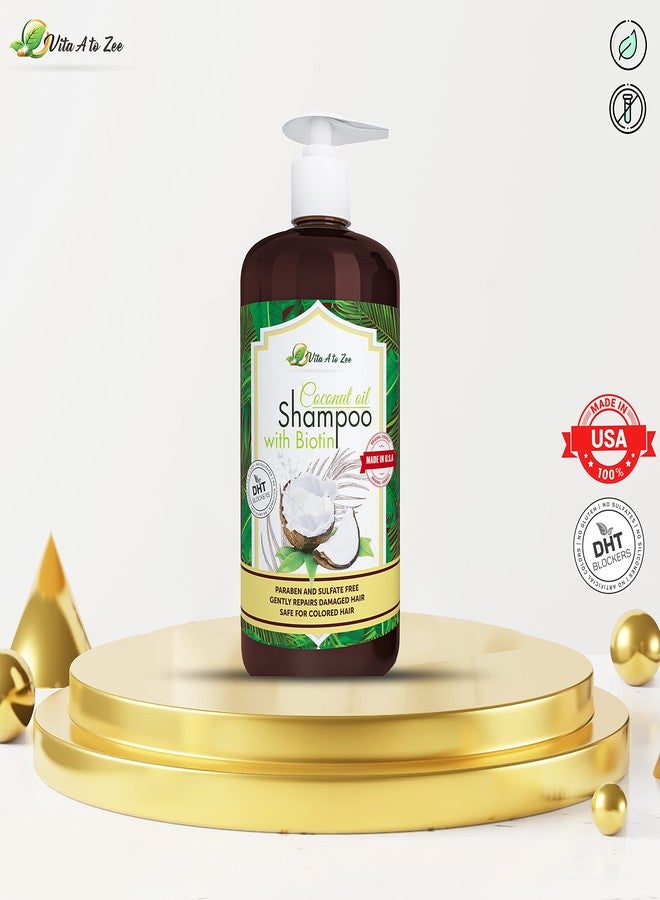 Vita A to Zee Coconut Oil Shampoo with Biotin, Aloe Vera (16.9 Fl Oz) - Hair Regrowth Shampoo for Dry, Frizzy or Coarse Hair - Moisturizing, Hydrating, Flyaway Taming & Anti Frizz Hair & Scalp Care - Image 4