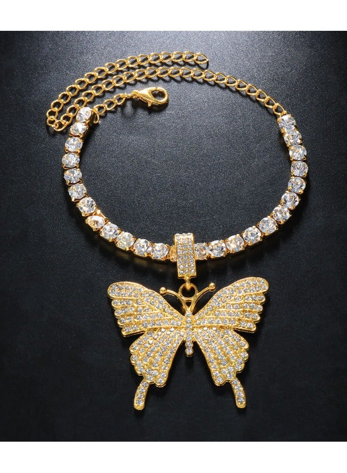 Mark Fairwhale Fashionable Full Diamond Heart-Shaped Simple Ankle Chain