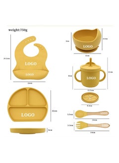DUNISO Silicone Baby Feeding Set in Pumpkin Style Includes Non-BPA Suction Plate with Divider, Suction Bowl, Pocket Bib, Cup Lid, Spoon, Fork, Plate Lid and Sippy Cup  - Image 2