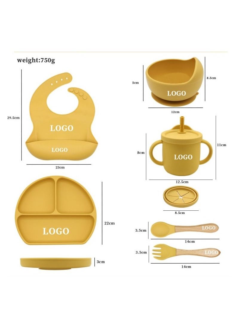 DUNISO Silicone Baby Feeding Set in Pumpkin Style Includes Non-BPA Suction Plate with Divider, Suction Bowl, Pocket Bib, Cup Lid, Spoon, Fork, Plate Lid and Sippy Cup  - Image 2
