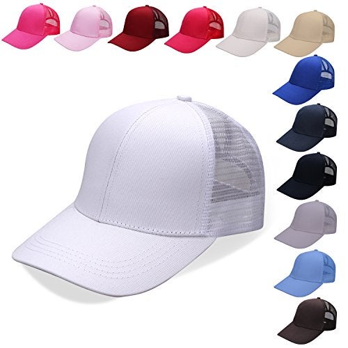 Bocianelli Criss Cross Hat Washed Distressed Baseball Cap Ponytail Hat High Messy Bun Ponycap for Women - Image 1