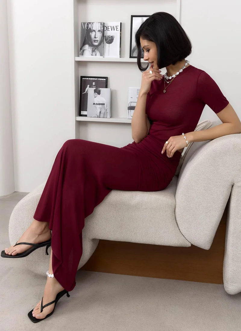 Lichi Jersey midi skirt with draped hips