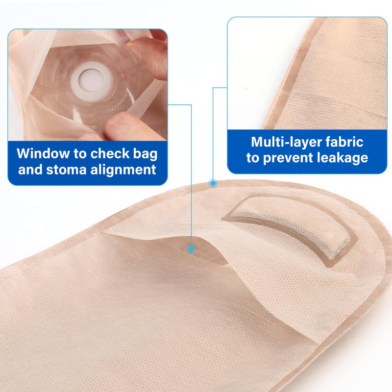 LotFancy Colostomy Bags, Pack of 20, Ostomy Supplies, One-Piece Drainable Pouches with Closure for Ileostomy Stoma Care, Cut-to-Fit, Max 64mm - Image 3