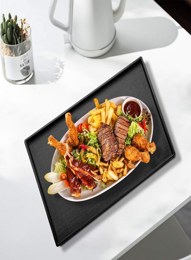 Cedilis 2 Pack Black Rectangular Serving Trays, Non-Slip Multi-Purpose Plastic Cafeteria Tray for Coffee Table, Kitchen, Parties - Image 5