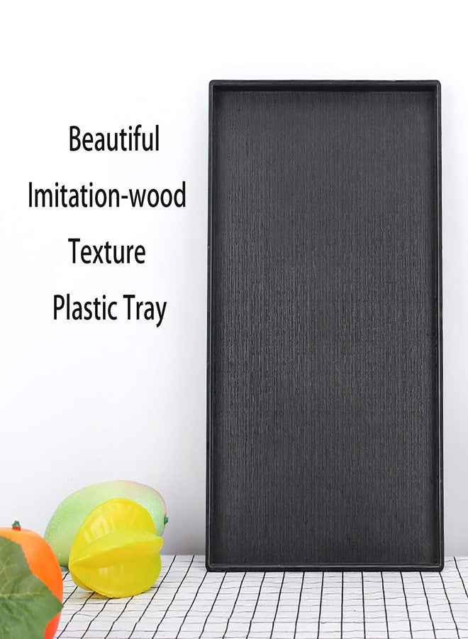Cedilis 2 Pack Black Rectangular Serving Trays, Non-Slip Multi-Purpose Plastic Cafeteria Tray for Coffee Table, Kitchen, Parties - Image 2