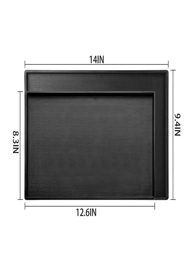 Cedilis 2 Pack Black Rectangular Serving Trays, Non-Slip Multi-Purpose Plastic Cafeteria Tray for Coffee Table, Kitchen, Parties - Image 3