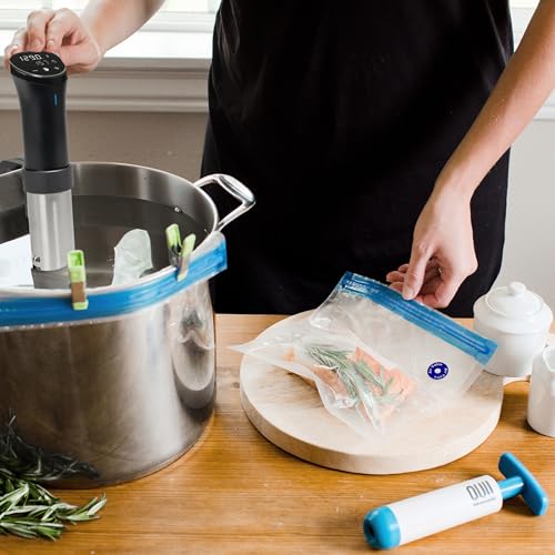 OUII Sous Vide Bags for Joule and Anova Cookers - 15 Reusable BPA-Free Sous Vide Bags with Vacuum Hand Pump in Various Sizes -Vacuum Sealer Bags Food Storage Freezer Safe - Fits Any Sous Vide Machine - Image 5