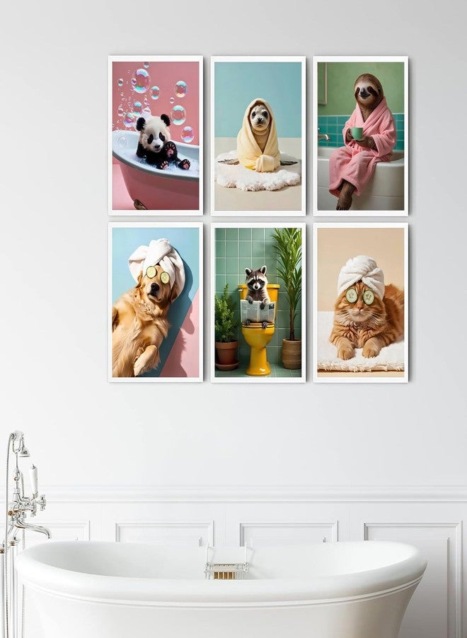 LOARTVE Funny Animals Bathroom Wall Art Prints Set of 6 Funky Animal Bathtub Toilet Wall Decor Pictures Whimsical Bathroom Posters Restroom Decoration Unframed 8x10in - Image 5