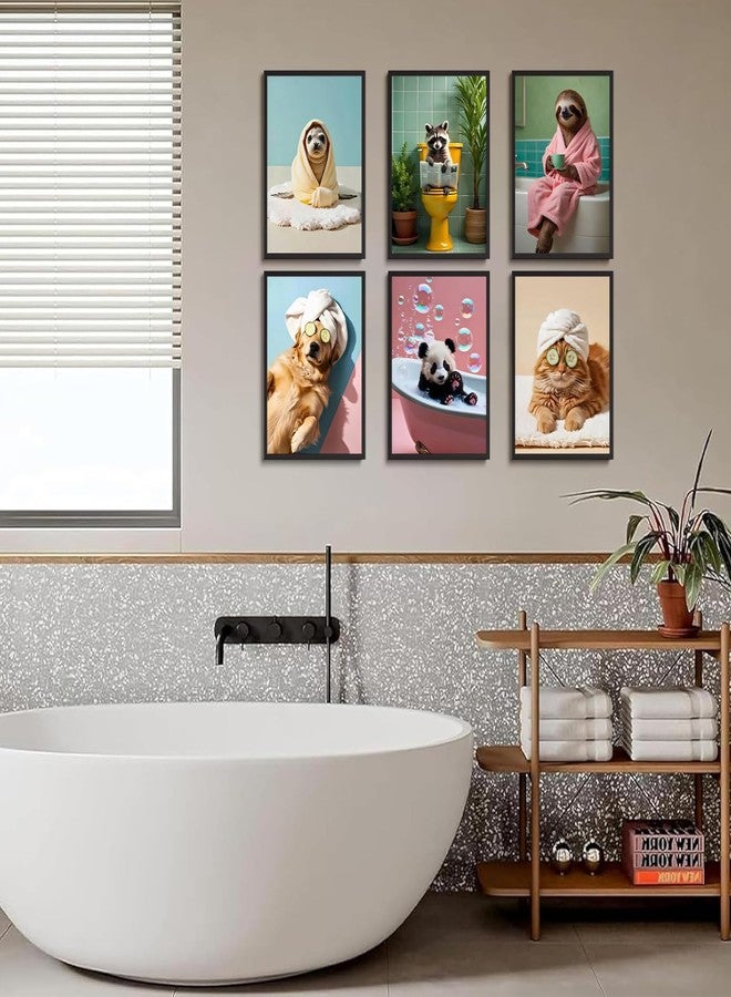 LOARTVE Funny Animals Bathroom Wall Art Prints Set of 6 Funky Animal Bathtub Toilet Wall Decor Pictures Whimsical Bathroom Posters Restroom Decoration Unframed 8x10in - Image 2