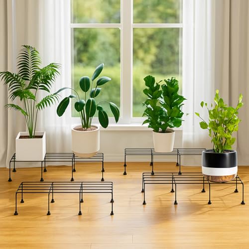 Pivalo 24 Inch Rectangular Plant Stand (Pack of 4)| Heavy Duty Metal Gamla & Flower Pot Holder with 7 Layer Anti-Rust Coating | Planter Stand for Indoor Outdoor Balcony Patio Living Room & Home Garden - Image 5