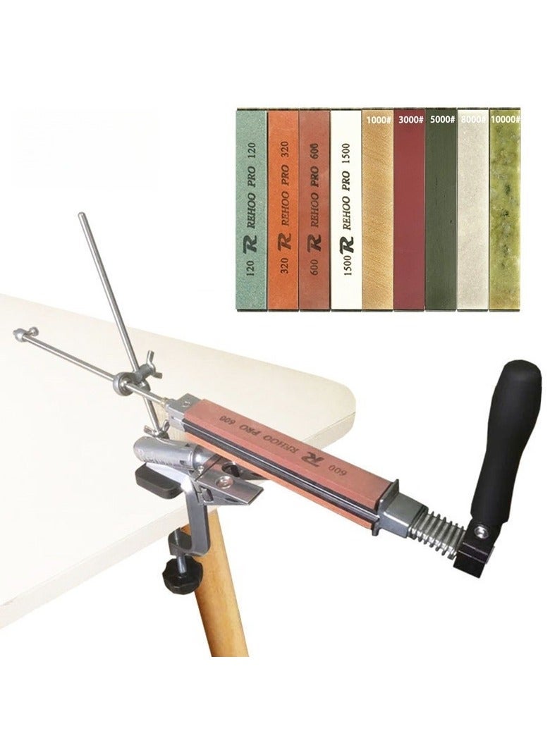 XiuWoo Knife Sharpener Kit, 360° Rotation Flip Fixed Angle Knife Sharpening System with 9 Whetstones 120-10000 Grit, Professional Kitchen Chef Knife Sharpening Kit for All Knives and Scissors  - Image 1