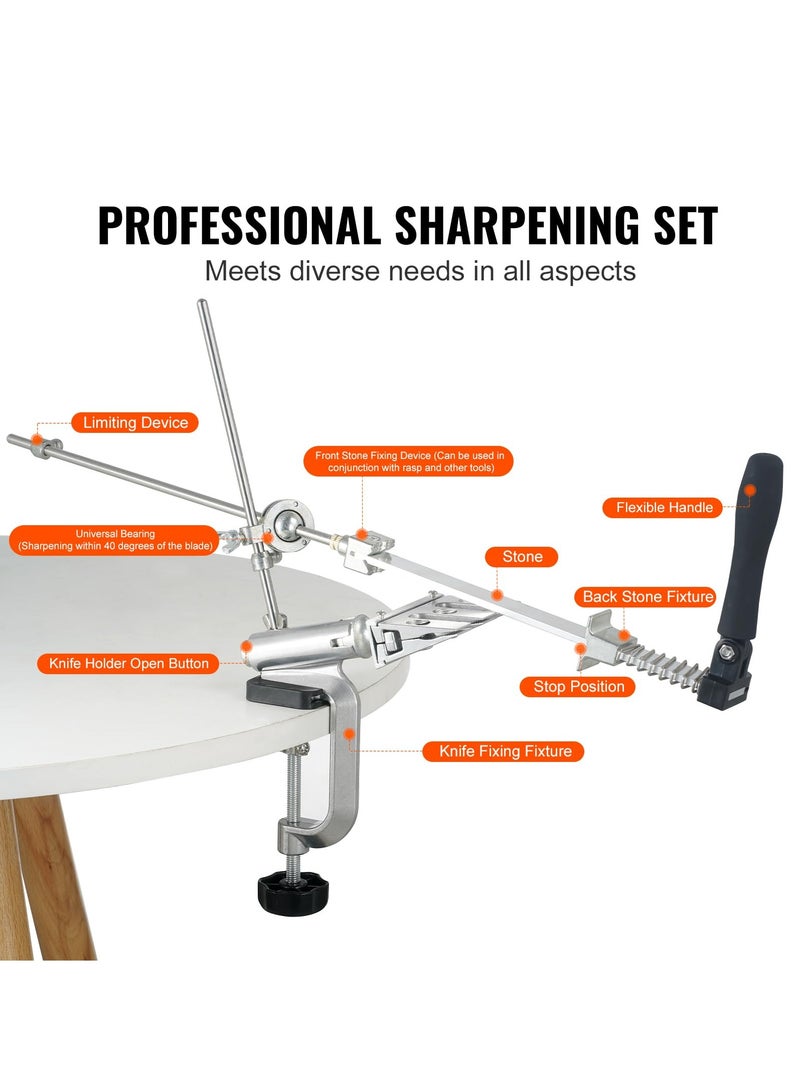 XiuWoo Knife Sharpener Kit, 360° Rotation Flip Fixed Angle Knife Sharpening System with 9 Whetstones 120-10000 Grit, Professional Kitchen Chef Knife Sharpening Kit for All Knives and Scissors  - Image 4