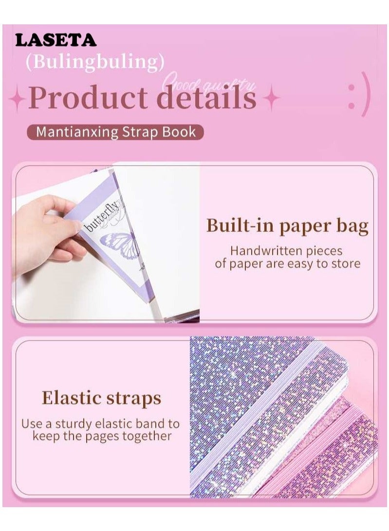 Laseta دفتر ملاحظات A5 بحجم مضغوط مع غلاف صلب، 192 صفحة باللون الأزرق - Image 3