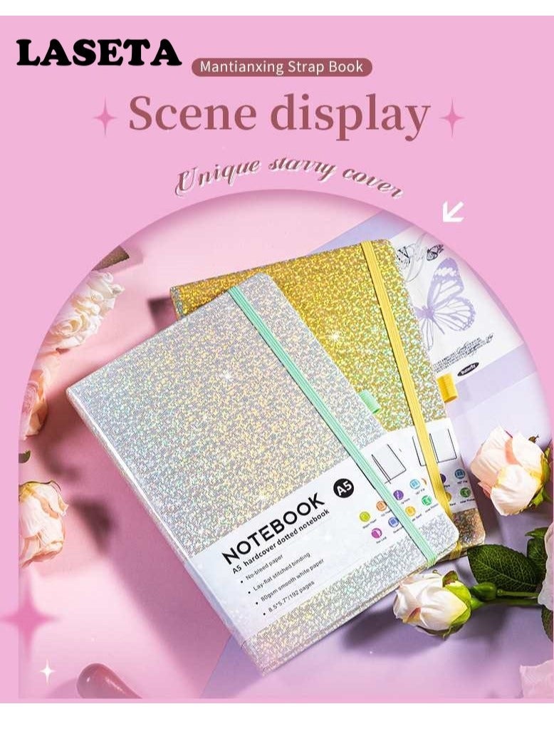 Laseta دفتر ملاحظات A5 بحجم مضغوط مع غلاف صلب، 192 صفحة باللون الأزرق - Image 5