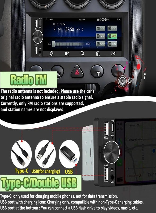Pyniro 6.36" Single Din Car Stereo with Wireless CarPlay & Android Auto, IPS Touchscreen Head Unit with Backup Camera/External Microphone, Car Radio Supports Bluetooth/SWC/FM/Double USB/Type-C - Image 5