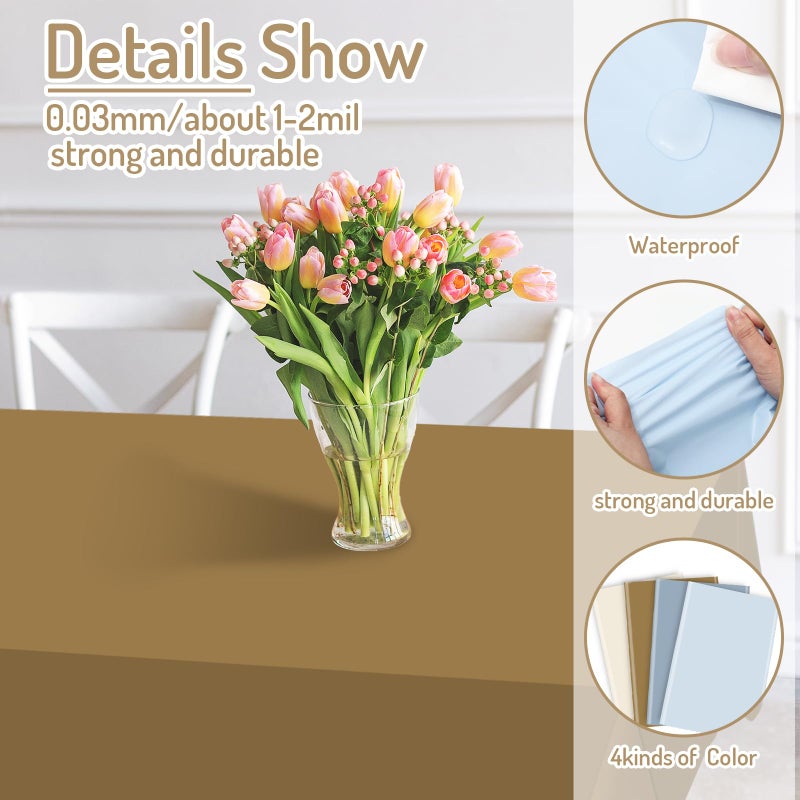 Whaline 4Pcs Bear Baby Shower Plastic Tablecloth Rectangle Table Cover Ivory Brown Blue Waterproof Table Cloth for Party Decoration Supplies, 54 x 108 Inch - Image 3