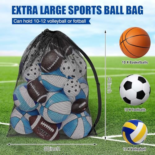 Shappy 4 Pack Extra Large Sports Ball Bag 30 x 40 Inches Mesh Soccer Basketball Bags Large Mesh Pouch with Adjustable Shoulder Strap for Football Volleyball Gym Sports Equipment - Image 2