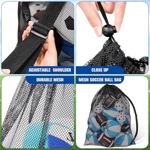 Shappy 4 Pack Extra Large Sports Ball Bag 30 x 40 Inches Mesh Soccer Basketball Bags Large Mesh Pouch with Adjustable Shoulder Strap for Football Volleyball Gym Sports Equipment - Image 3
