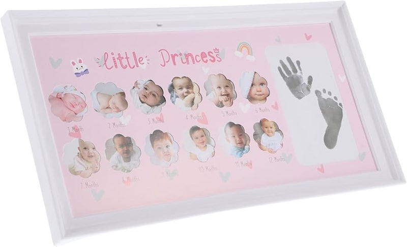 Baby Handprint Footprint Photo Frame Milestone Keepsake Nursery Decor Picture Frame Kit - Image 1