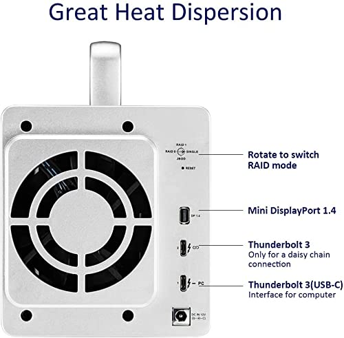 TERRAMASTER TerraMaster D2 Thunderbolt 3 40Gbps 2-Bay Hardware RAID Storage - RAID 0/1/JBOD/SINGLE Hard Disk (Diskless) - Image 2