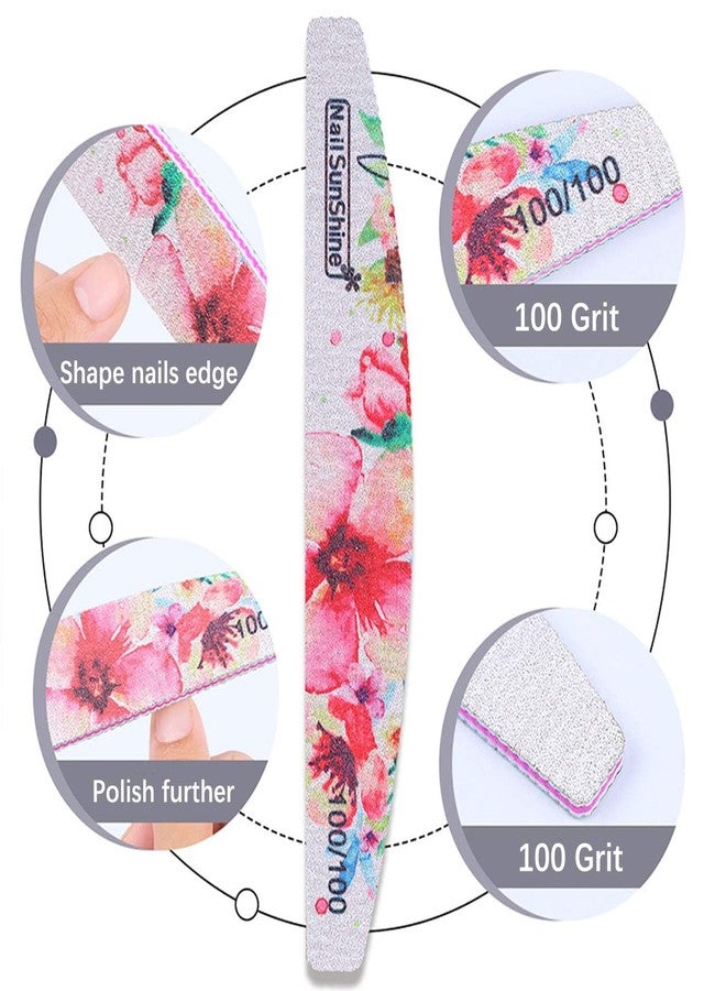 EBANKU 6 PCS Different Grit Nail Files and Buffers, Flower Pattern Emery Board (80-320 Grit) Professional Manicure Tools for Home and Salon Use - Image 3