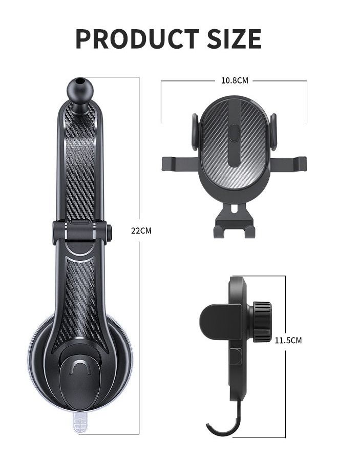 GROIC - Car Phone Holder Mount, Universal Phone Mount for Car Dashboard Windshield Air Vent Long Arm Strong Suction Car Phone Holder  360 Degree Rotation Adjustable Dash Phone Stand - Image 1