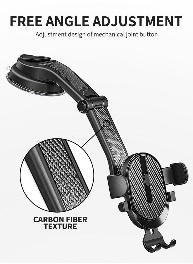 GROIC - Car Phone Holder Mount, Universal Phone Mount for Car Dashboard Windshield Air Vent Long Arm Strong Suction Car Phone Holder  360 Degree Rotation Adjustable Dash Phone Stand - Image 1