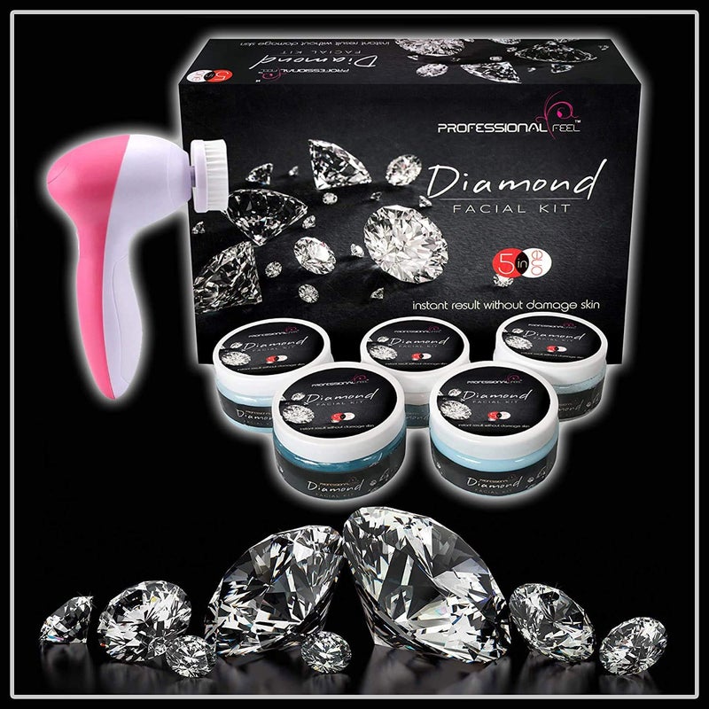 Professional Feel Diamond Facial Kit With 5 In 1 Face Massager Instant Radiance Shine Youthful Glow Facial Kit - Image 3
