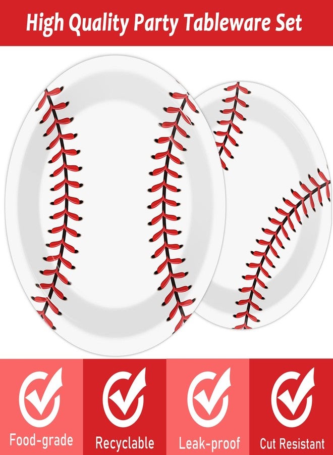 Wiooffen 48pcs Baseball Party Supplies Bundle Paper Plates Set Disposable Baseball Party Dinner Dessert Plate Birthday Tableware Decorations Favors for Boys and Girls, Including 24pcs 9" and 24pcs 7" Plates - Image 3