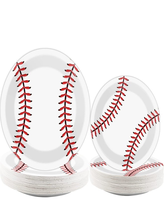 Wiooffen 48pcs Baseball Party Supplies Bundle Paper Plates Set Disposable Baseball Party Dinner Dessert Plate Birthday Tableware Decorations Favors for Boys and Girls, Including 24pcs 9" and 24pcs 7" Plates - Image 1