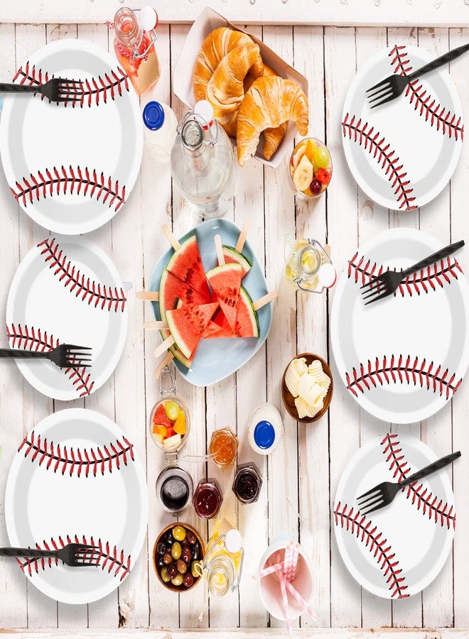 Wiooffen 48pcs Baseball Party Supplies Bundle Paper Plates Set Disposable Baseball Party Dinner Dessert Plate Birthday Tableware Decorations Favors for Boys and Girls, Including 24pcs 9" and 24pcs 7" Plates - Image 4