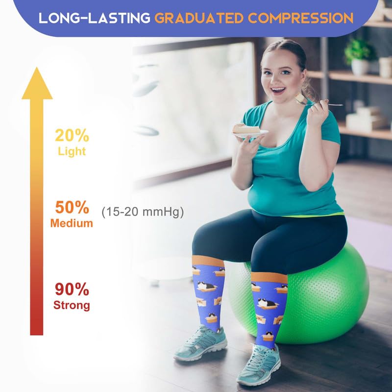 LEVSOX Wide Calf Compression Socks for Women Men Plus Size 15-20 mmHg Extra Large Knee High Support Sock for Nurses Pregnant Travel - Image 4