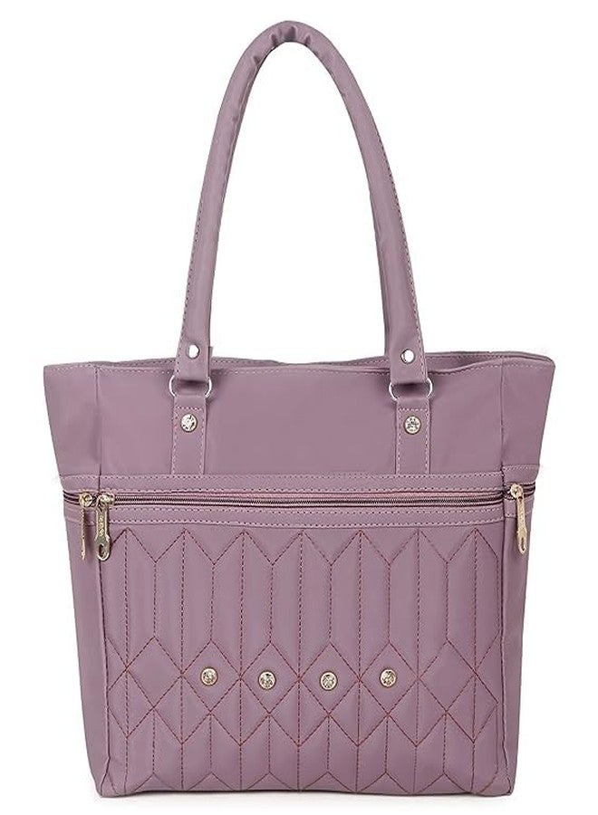 Purse Pulse Fashionable Canvas Shoulder Handbag with Zip Pocket, Durable and Waterproof Travel Tote Bag for Working Women (Purple) - Image 1
