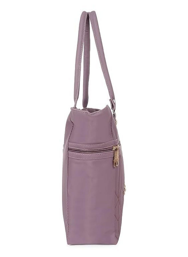 Purse Pulse Fashionable Canvas Shoulder Handbag with Zip Pocket, Durable and Waterproof Travel Tote Bag for Working Women (Purple) - Image 3