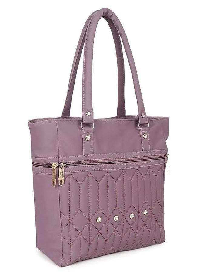 Purse Pulse Fashionable Canvas Shoulder Handbag with Zip Pocket, Durable and Waterproof Travel Tote Bag for Working Women (Purple) - Image 2