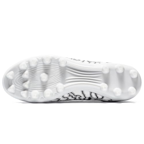 HRJR Kids Soccer Cleats Boys Girls Training Football Cleats Youth High-top Soccer Shoes for Little/Big Professional Athletic Outdoor Football Shoes White 7 Big Kid - Image 4